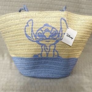 Disney Originals Lilo & Stitch LARGE Straw Tote Bag Beach Work School